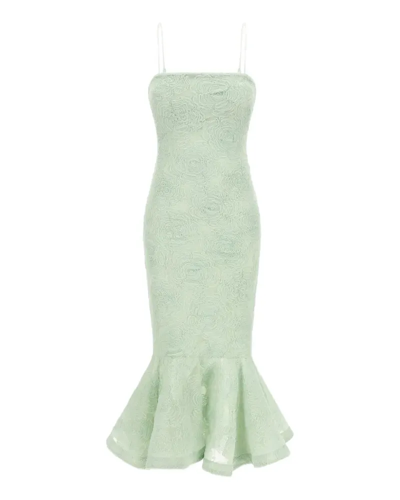 ROTATE Birger Christensen Schulterfreies Maxikleid aus Blumen-Jacquard - Grün Grün