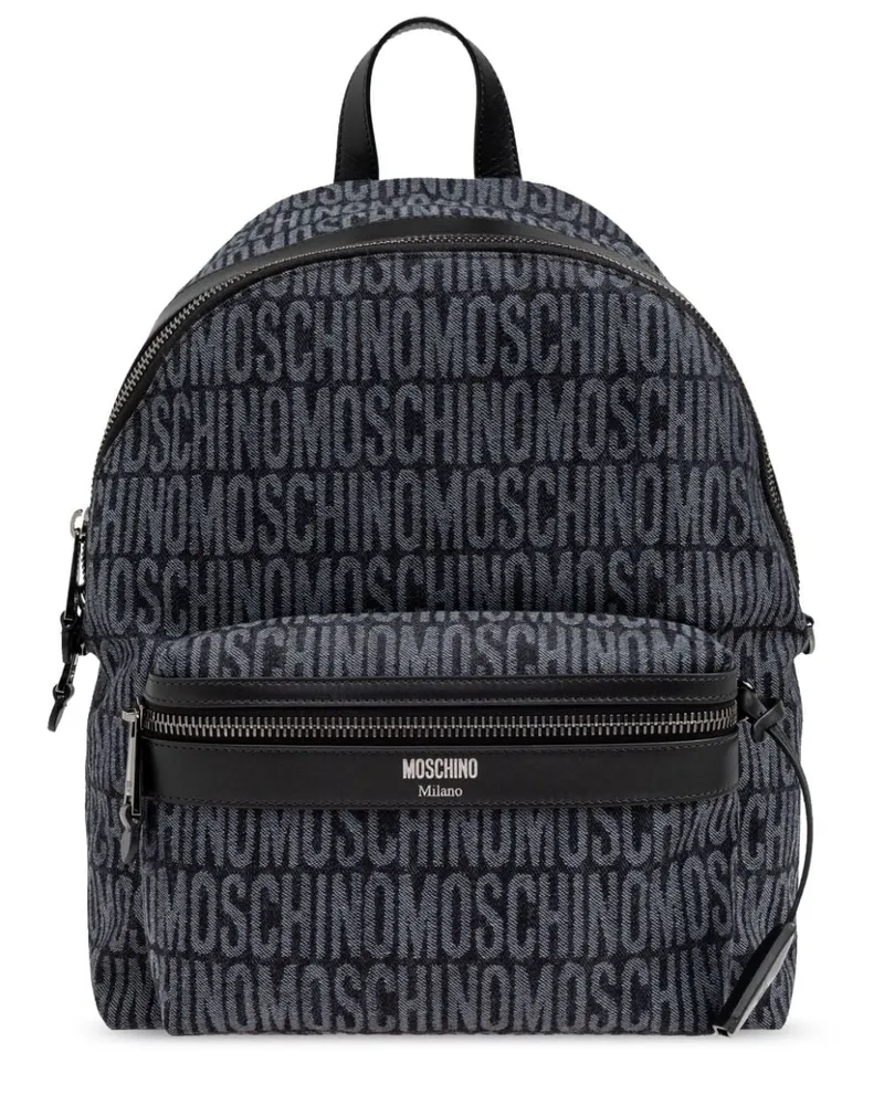 Moschino Denim-Rucksack mit Logo-Jacquard Blau