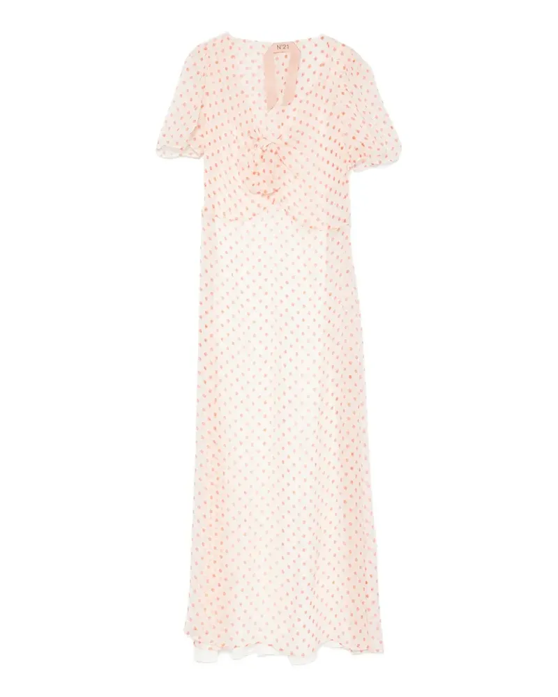 N° 21 polka dot silk miidi dress - Weiß Weiß