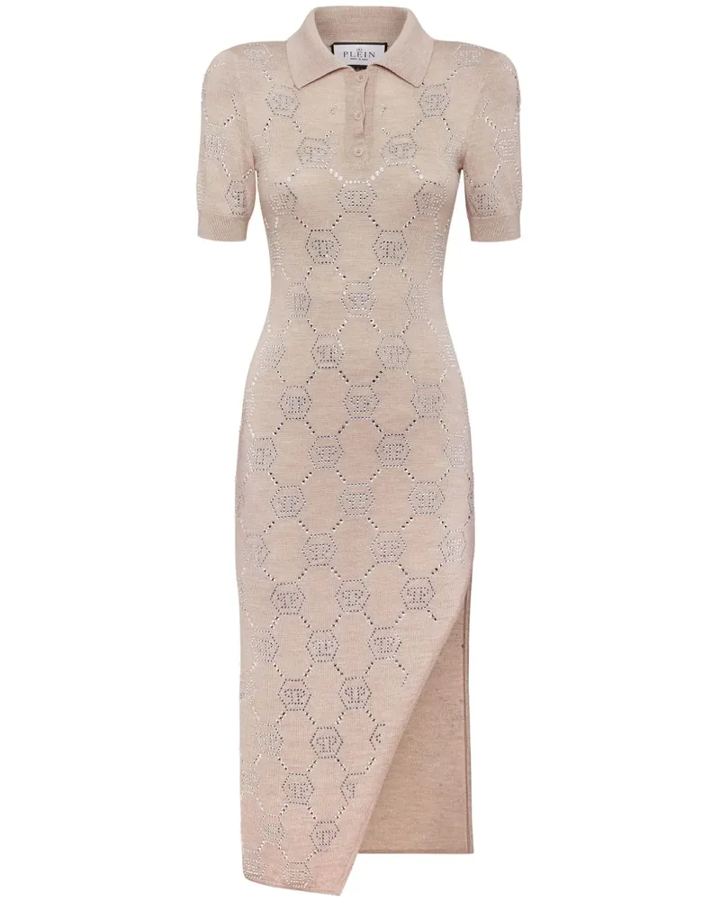 Philipp Plein Poloshirtkleid mit Monogramm - Nude Nude