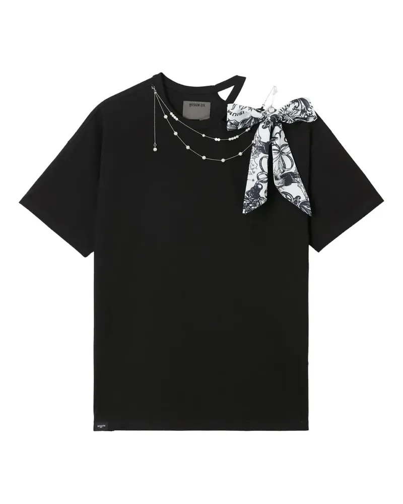 Musium Div. Cut-Out-T-Shirt mit Schleifen-Print - Schwarz Schwarz