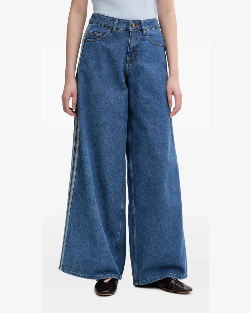 adidas Gestreifte Jeans mit weitem Bein - Blau Blau
