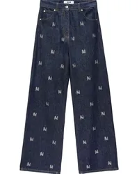 MSGM Weite Jeans mit Strass-Logo Blau