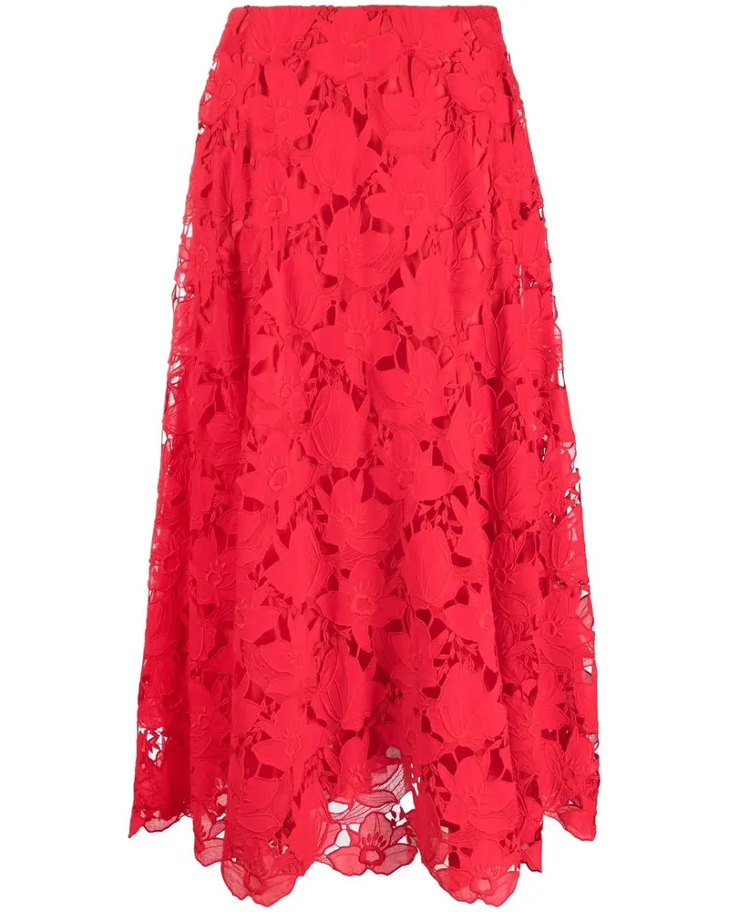 Valentino Garavani Midirock mit floraler Spitze - Rot Rot