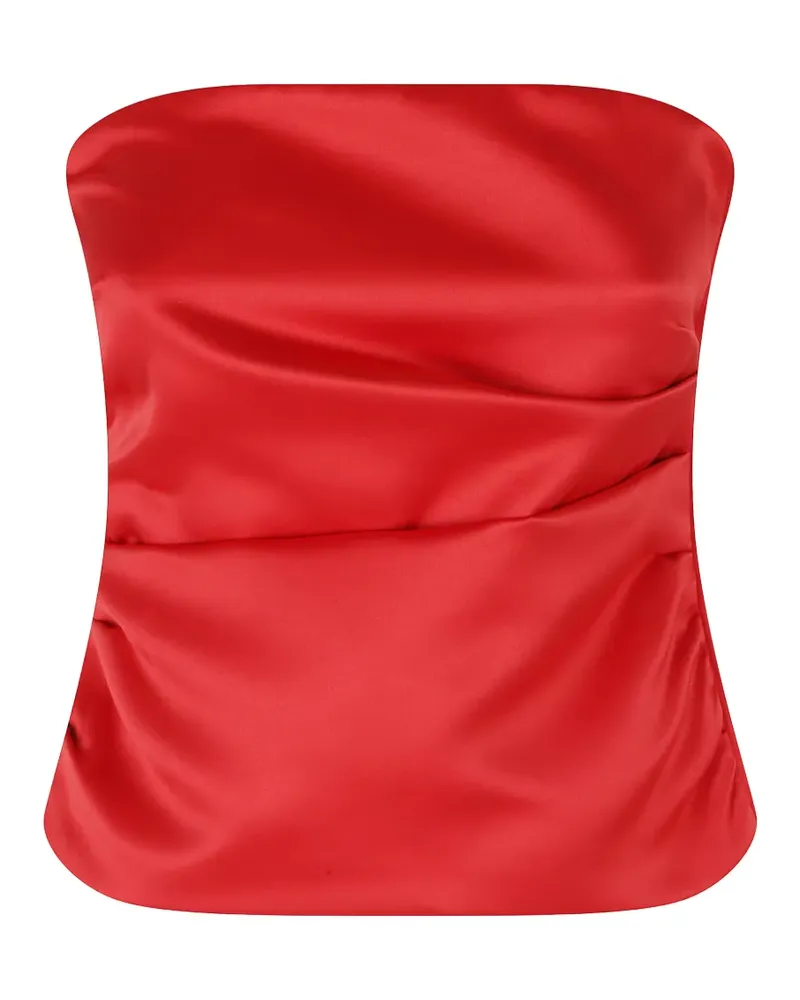 Ganni ruched satin tube top - Rot Rot