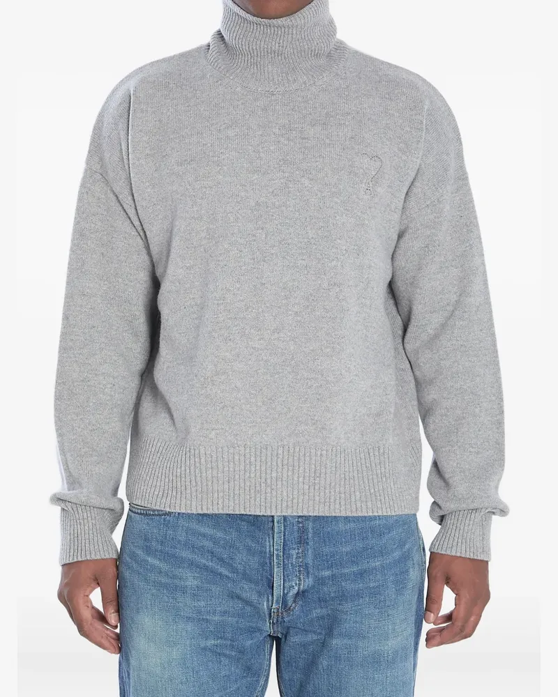 AMI Paris Gerippter Rollkragenpullover - Grau Grau