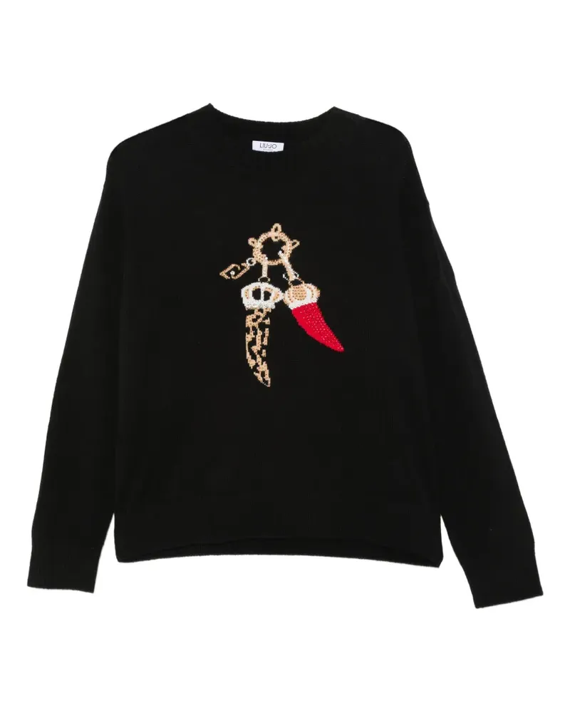 Liu Jo Verzierter Pullover - Schwarz Schwarz