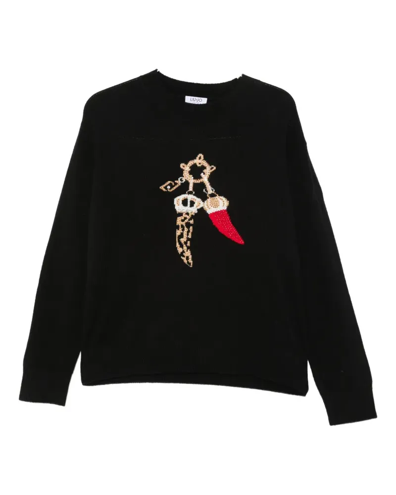 Liu Jo Verzierter Pullover - Schwarz Schwarz