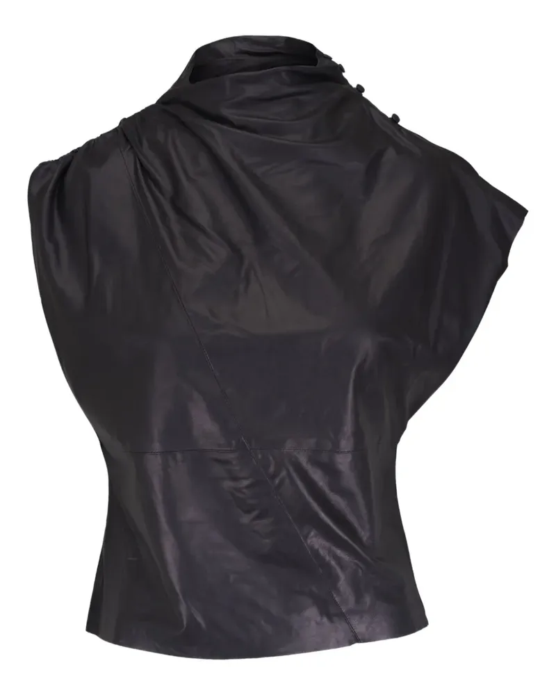 TWP Oberteil mit drapiertem Kragen - Schwarz Schwarz