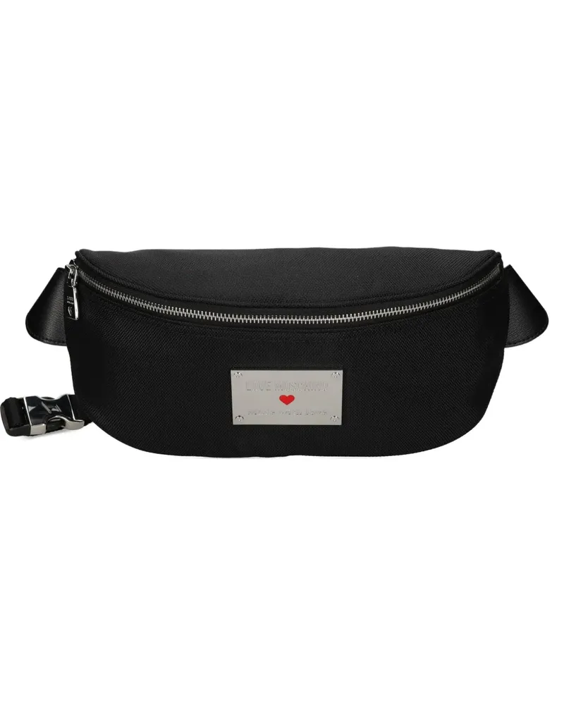 Moschino Gürteltasche mit Logo-Schild - Schwarz Schwarz