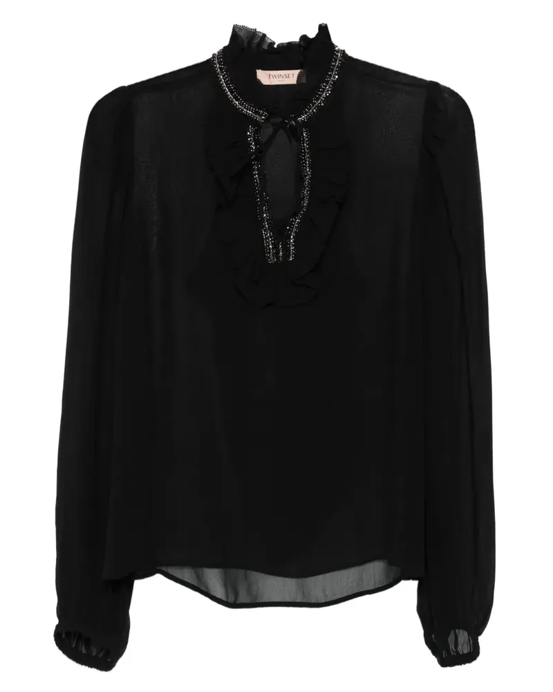 Twin-Set Verzierte Bluse mit Rüschen - Schwarz Schwarz