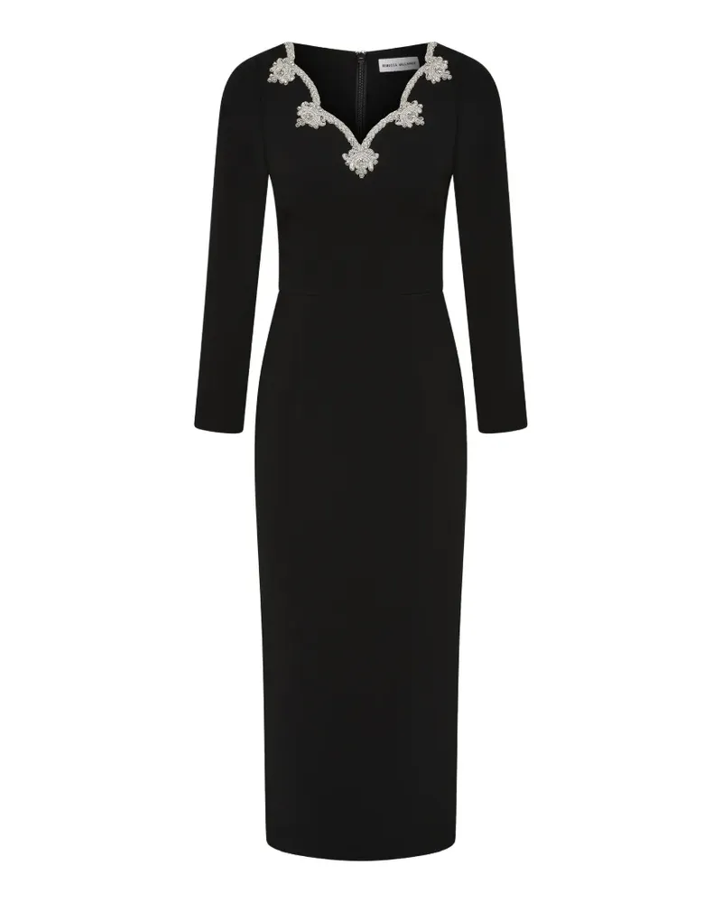 Rebecca Vallance Harlynn Midikleid mit verziertem Ausschnitt - Schwarz Schwarz