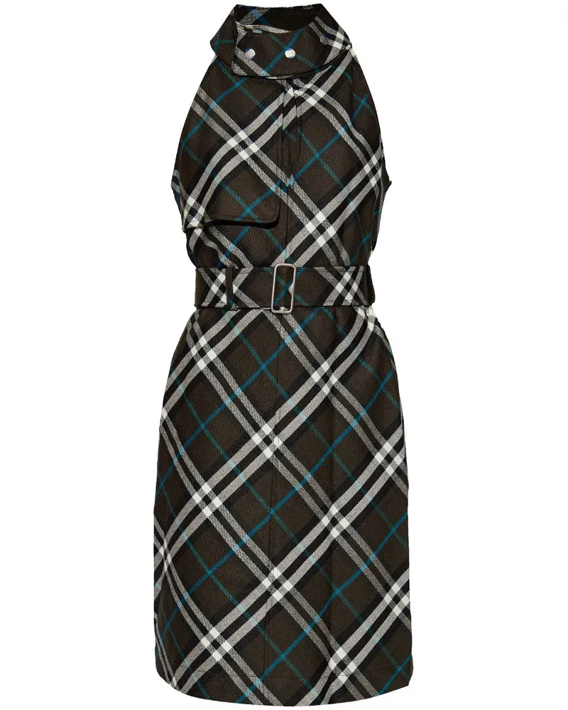Burberry Kariertes Neckholder-Kleid - Grün Grün