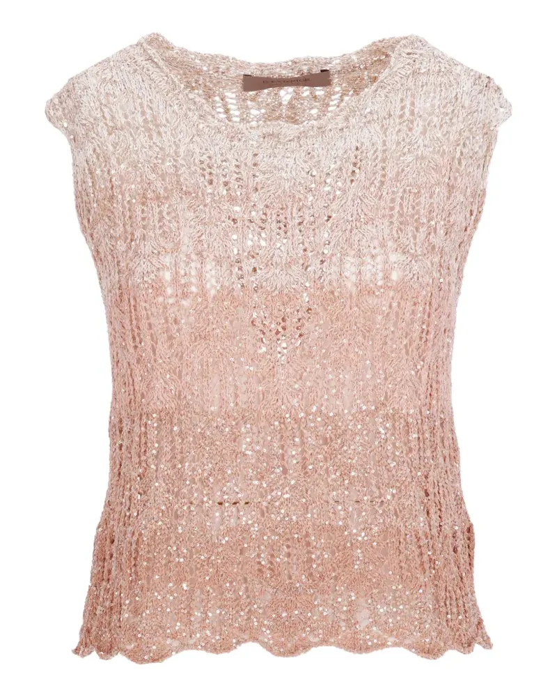 D.EXTERIOR sequin-embellished crochet-knit top - Rosa Rosa
