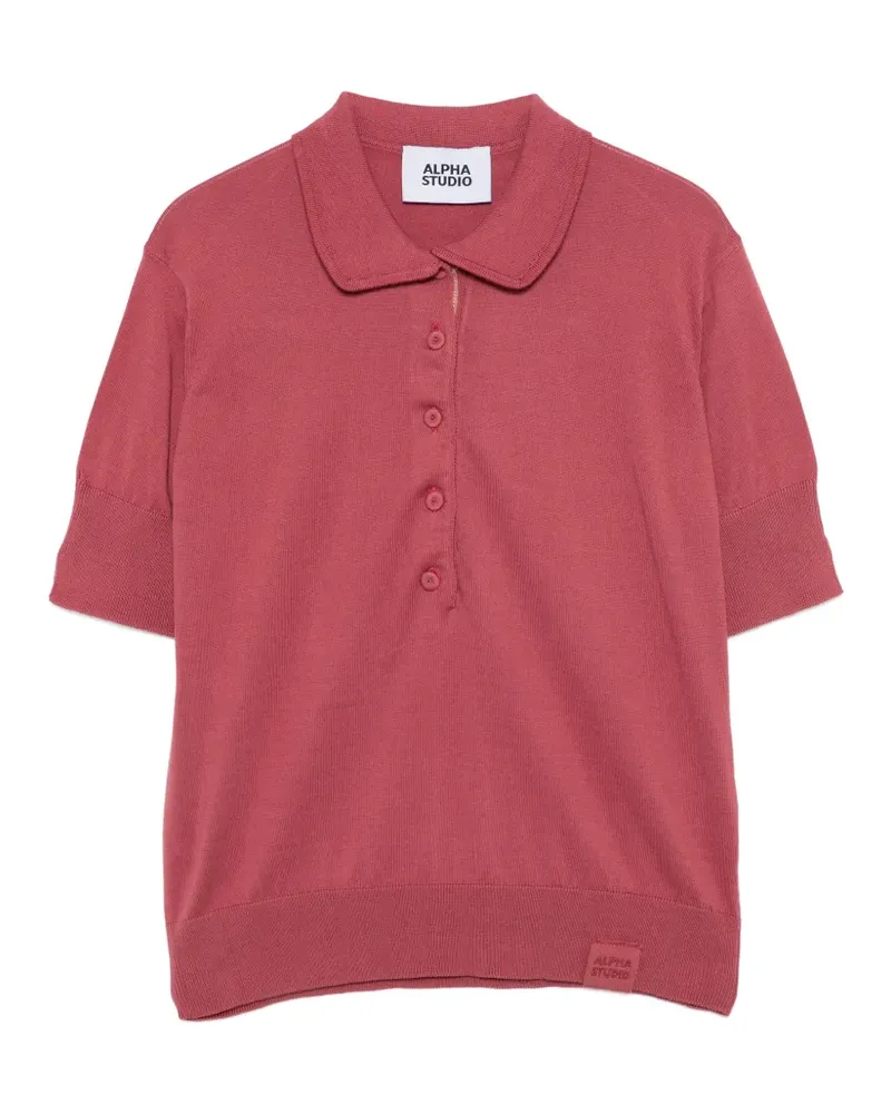 Alpha Studio button-up polo top - Rosa Rosa