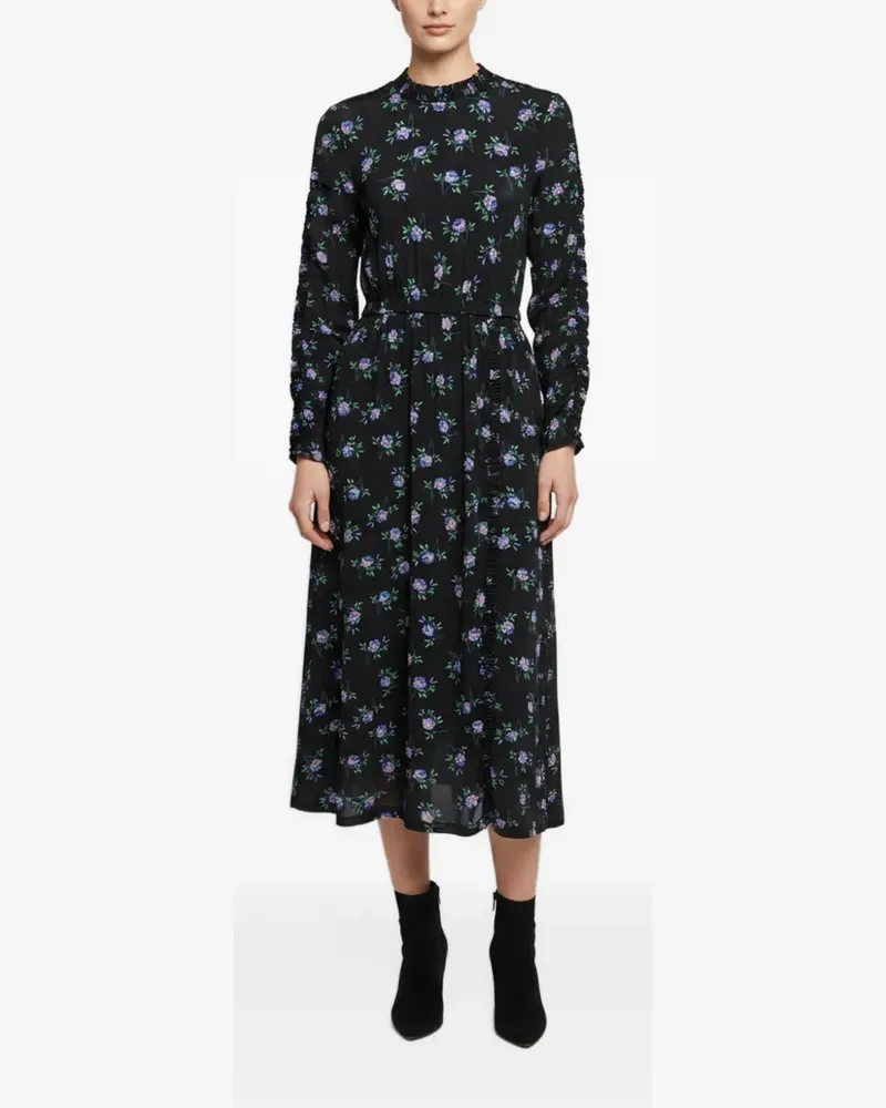 Sandro floral-pattern midi dress - Schwarz Schwarz