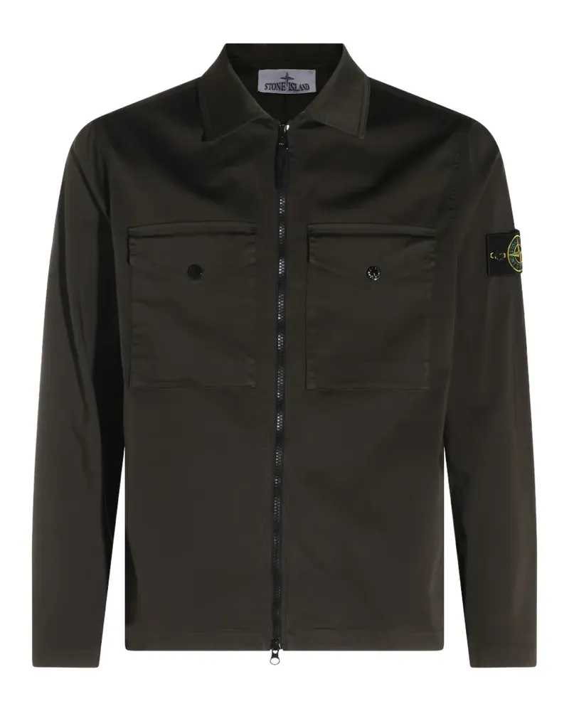 Stone Island logo-patch zip-up jacket - Braun Braun