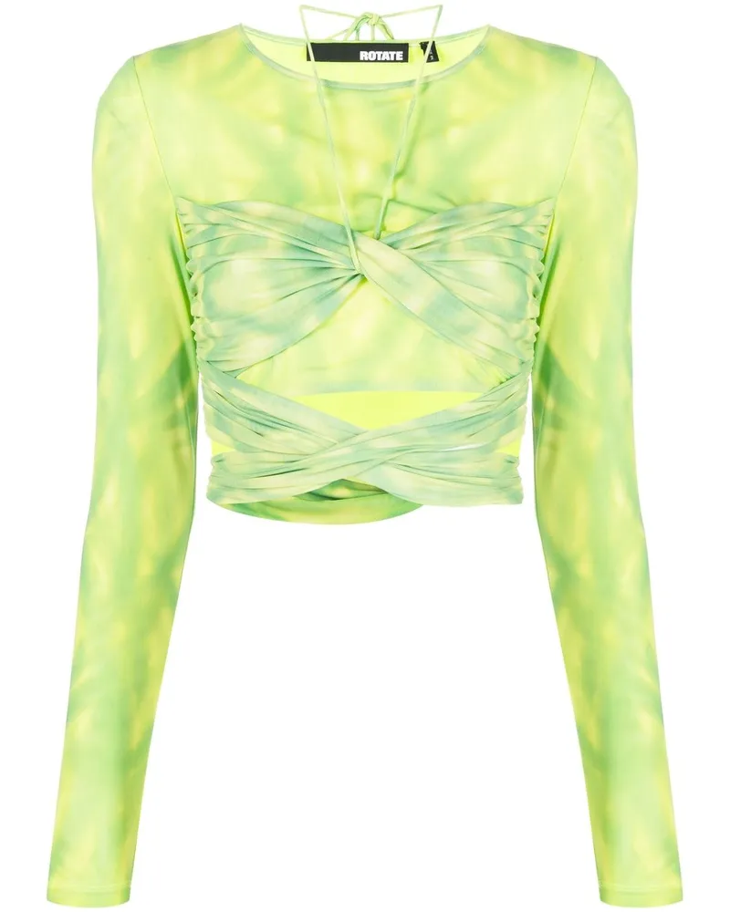 ROTATE Birger Christensen Cropped-Tanktop in Batik-Optik - Grün Grün