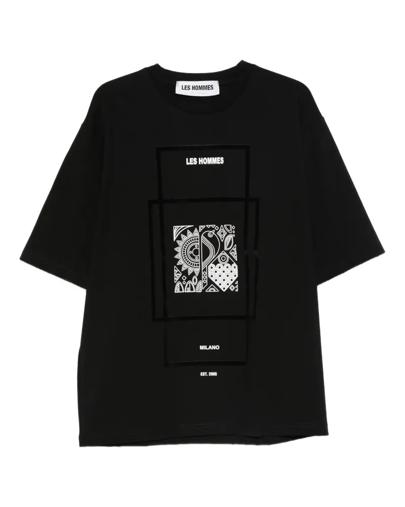 Les Hommes Hemd mit grafischem Print - Schwarz Schwarz