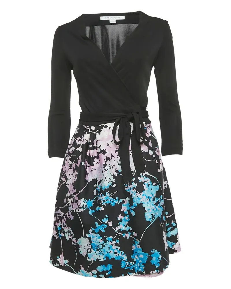 Diane von Furstenberg Wickelkleid mit Blumen-Print - Schwarz Schwarz