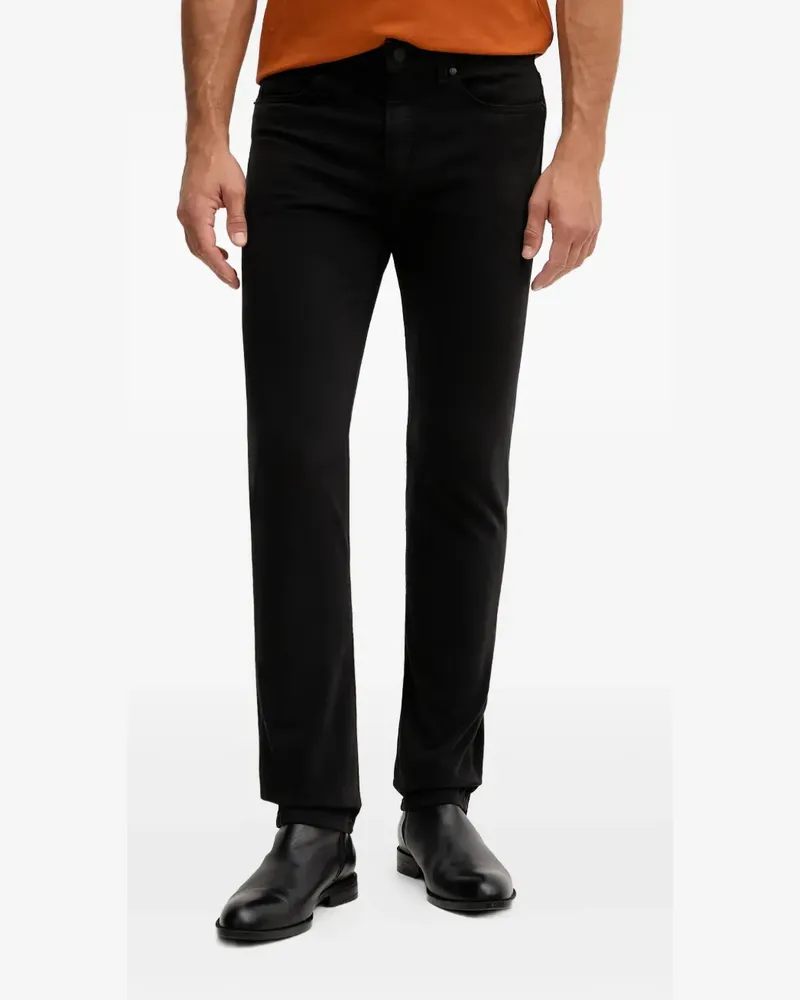 HUGO BOSS Schmale Hose mit Logo-Patch - Schwarz Schwarz