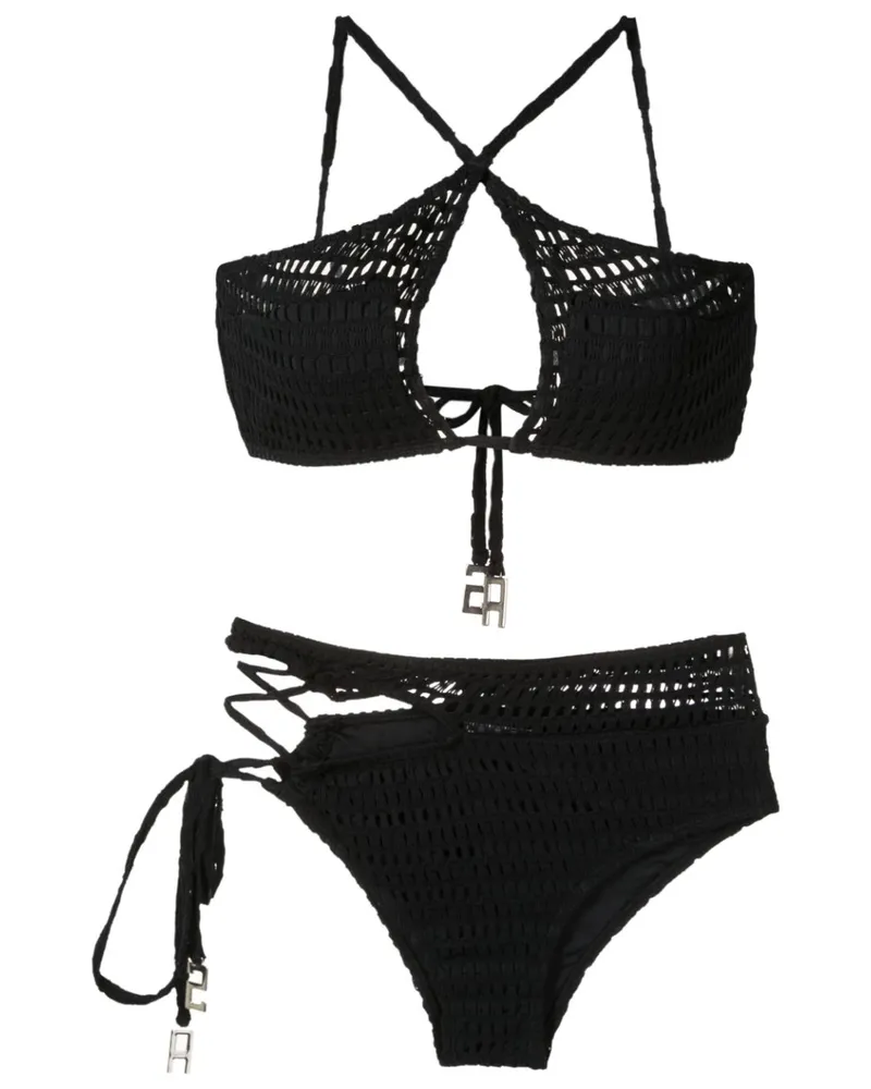 Amir Slama Bikini mit Lochstrickmuster - Schwarz Schwarz