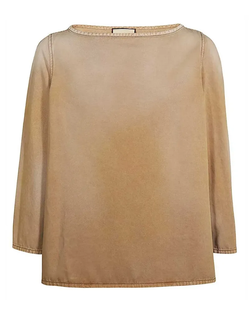 Gucci Jeansoberteil mit Logo-Stickerei - Nude Nude