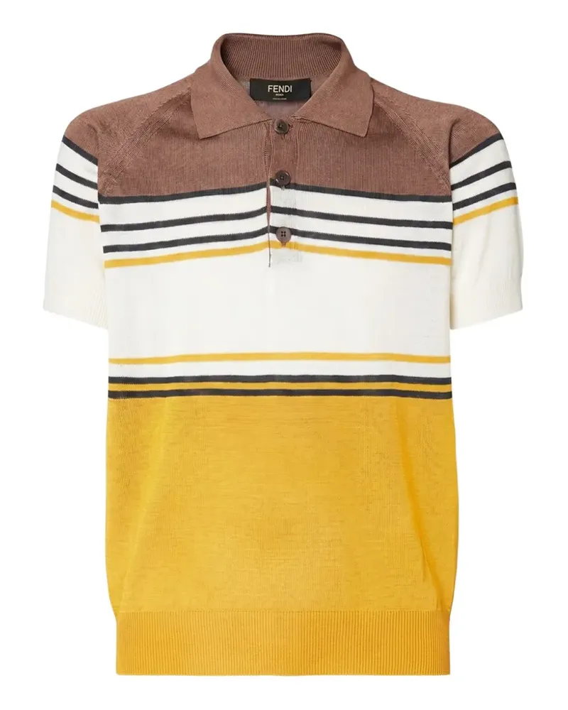 Fendi Gestreiftes Poloshirt - Gelb Gelb