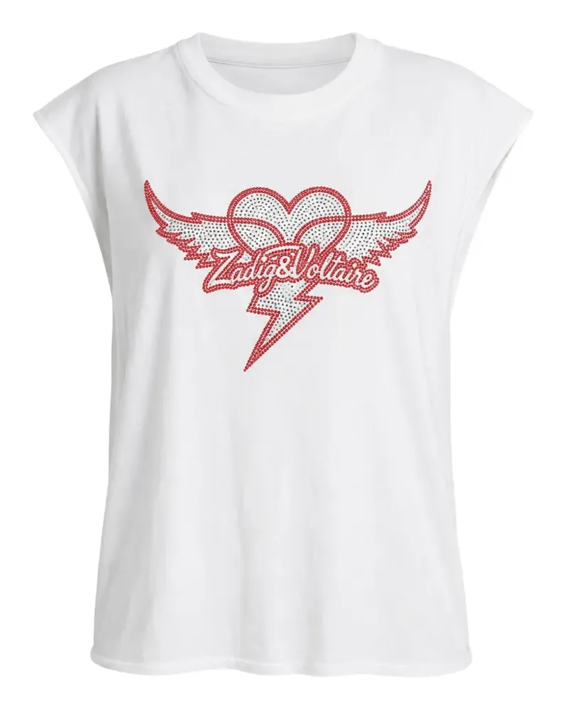 Zadig & Voltaire rhinestone-embellished cap-sleeve T-shirt - Weiß Weiß