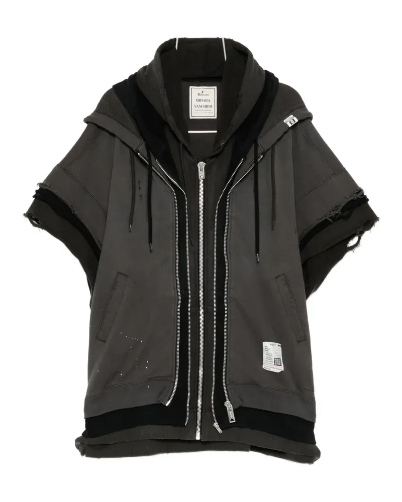MIHARAYASUHIRO distressed layered-effect hoodie - Grau Grau