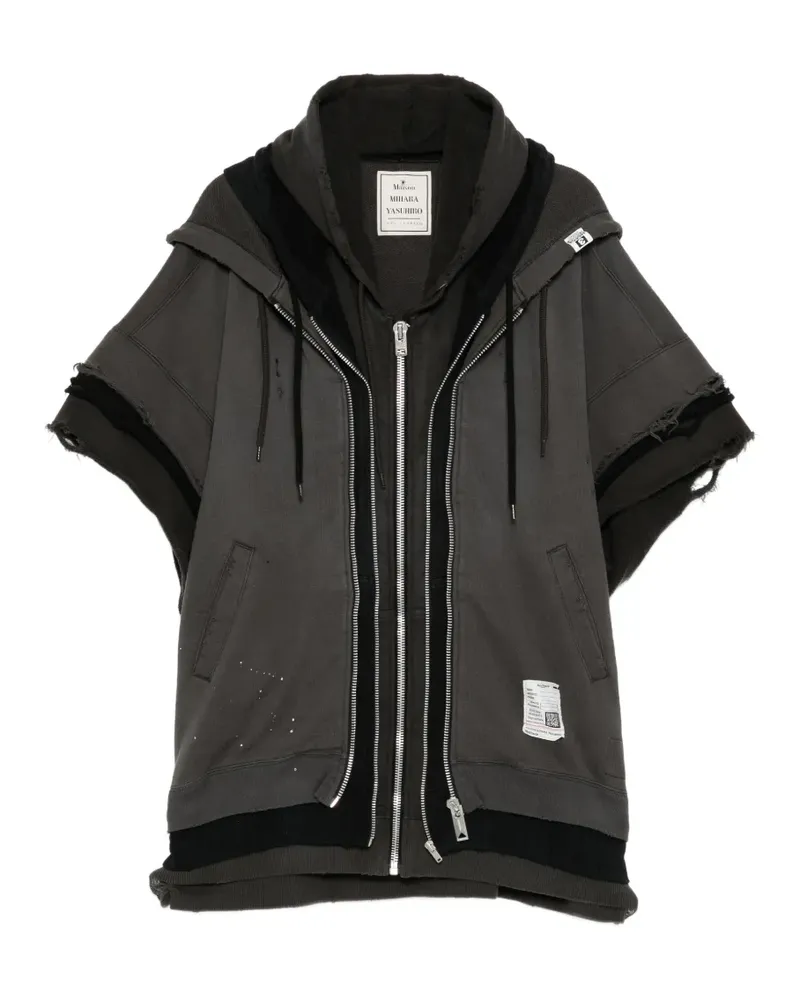 MIHARAYASUHIRO distressed layered-effect hoodie - Grau Grau