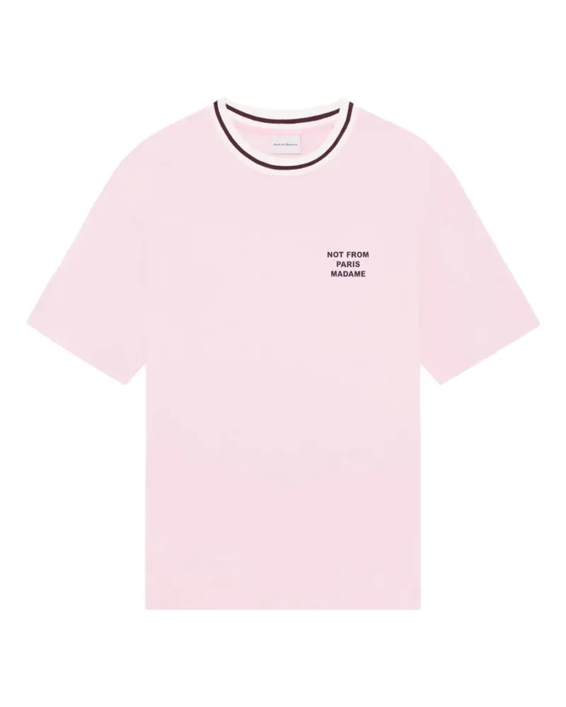 Drôle de Monsieur striped-trim T-shirt - Rosa Rosa