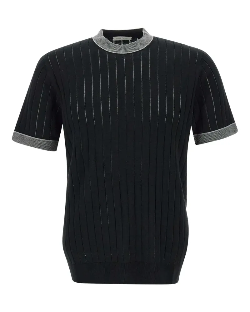 Paolo Pecora Milano Geripptes T-Shirt - Schwarz Schwarz
