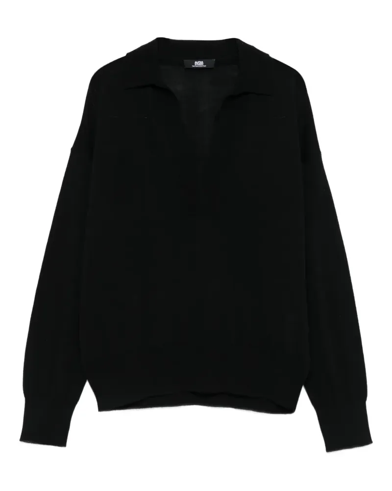 Alpha Studio Poloshirt mit V-Ausschnitt - Schwarz Schwarz
