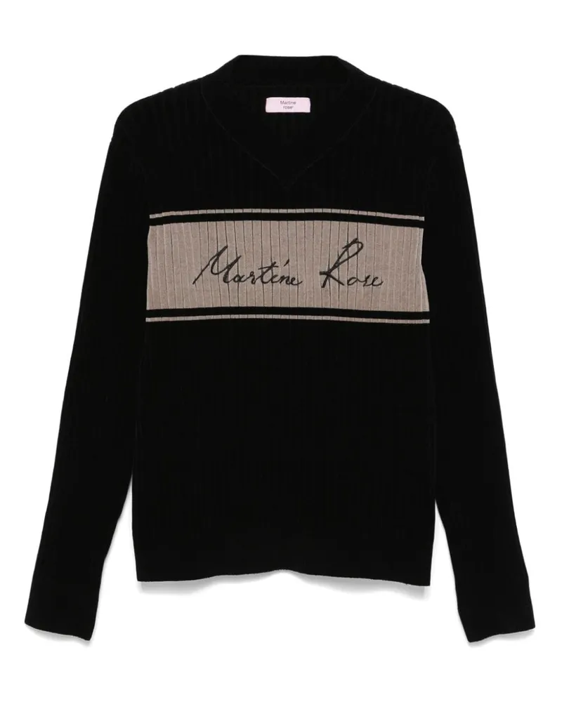 Martine Rose Chenille-Pullover mit V-Ausschnitt - Schwarz Schwarz