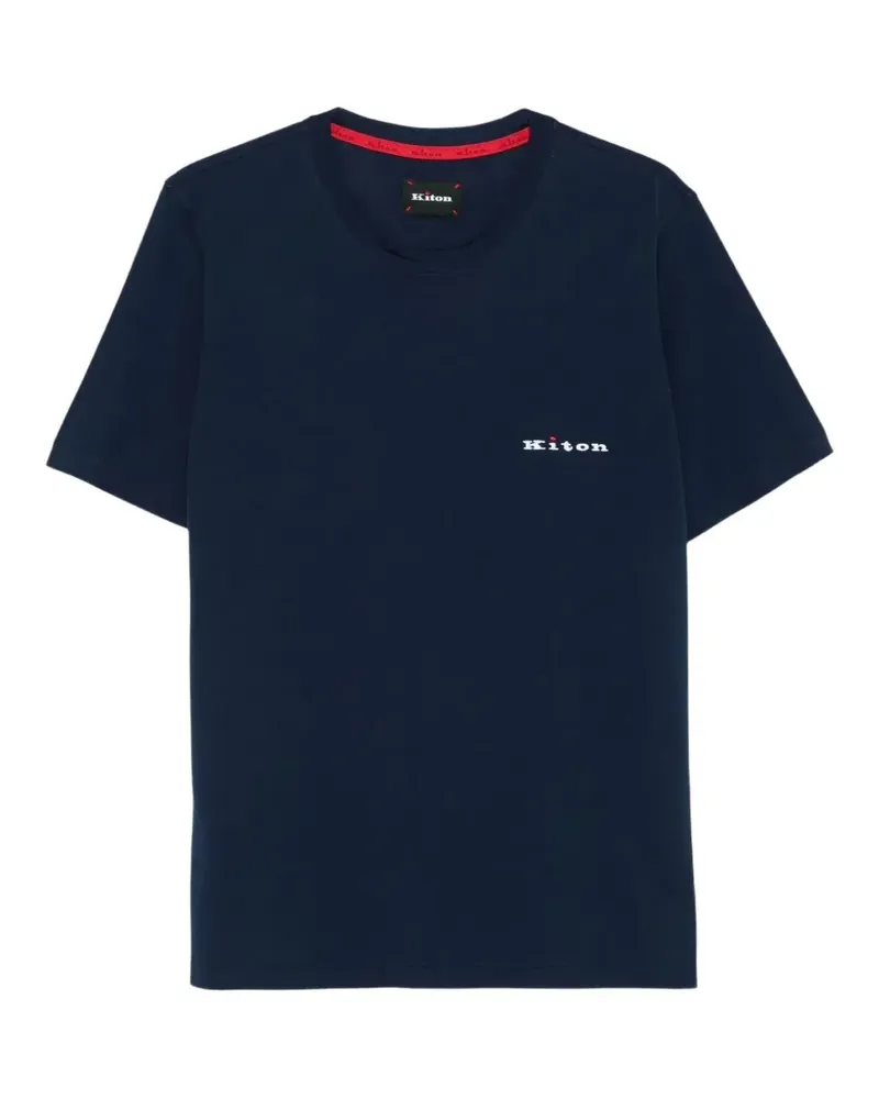 Kiton T-Shirt mit Logo-Stickerei - Blau Blau