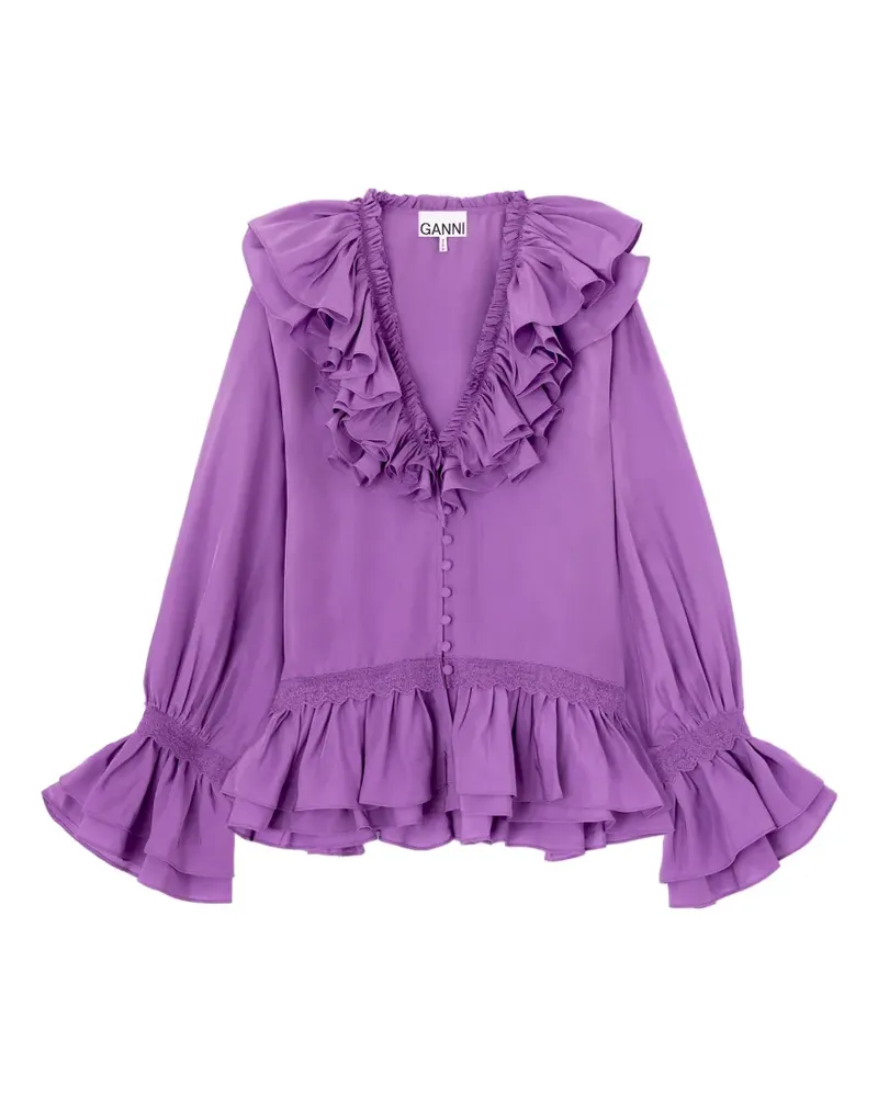 Ganni Bluse aus Viskose und Seide - Violett Violett