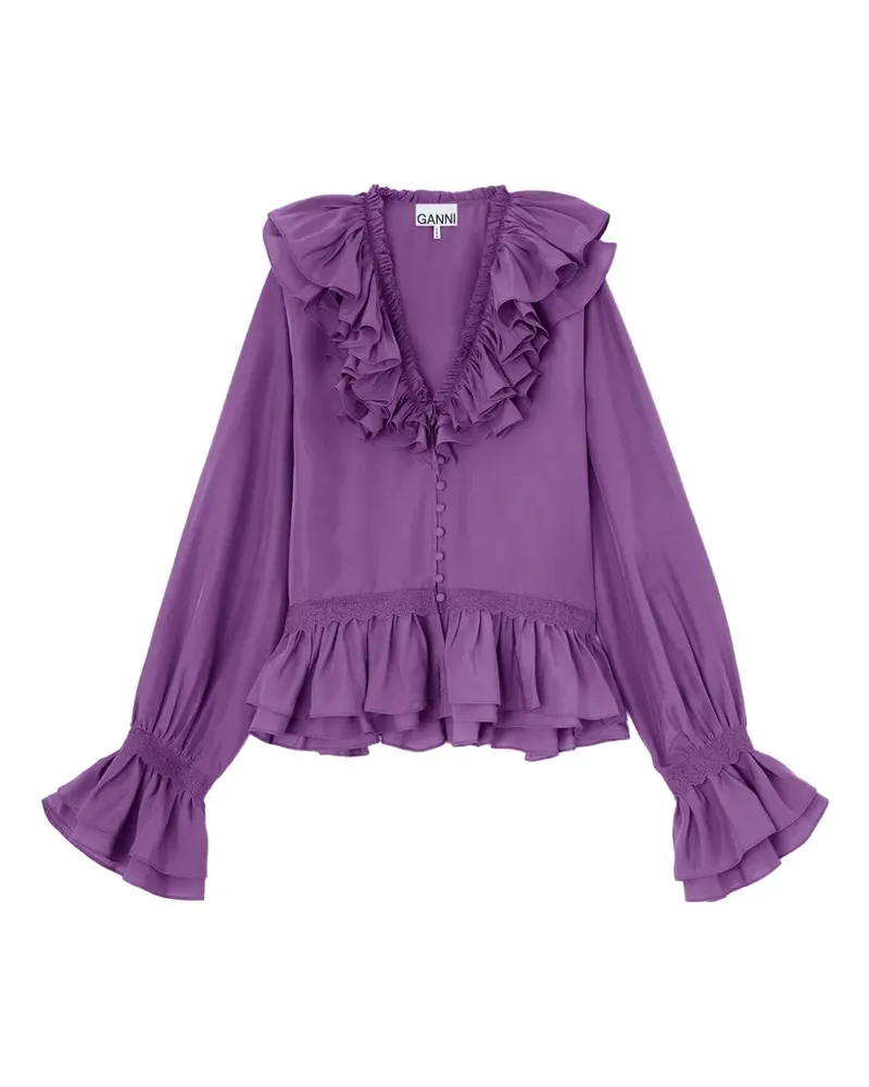 Ganni Bluse aus Viskose und Seide - Violett Violett