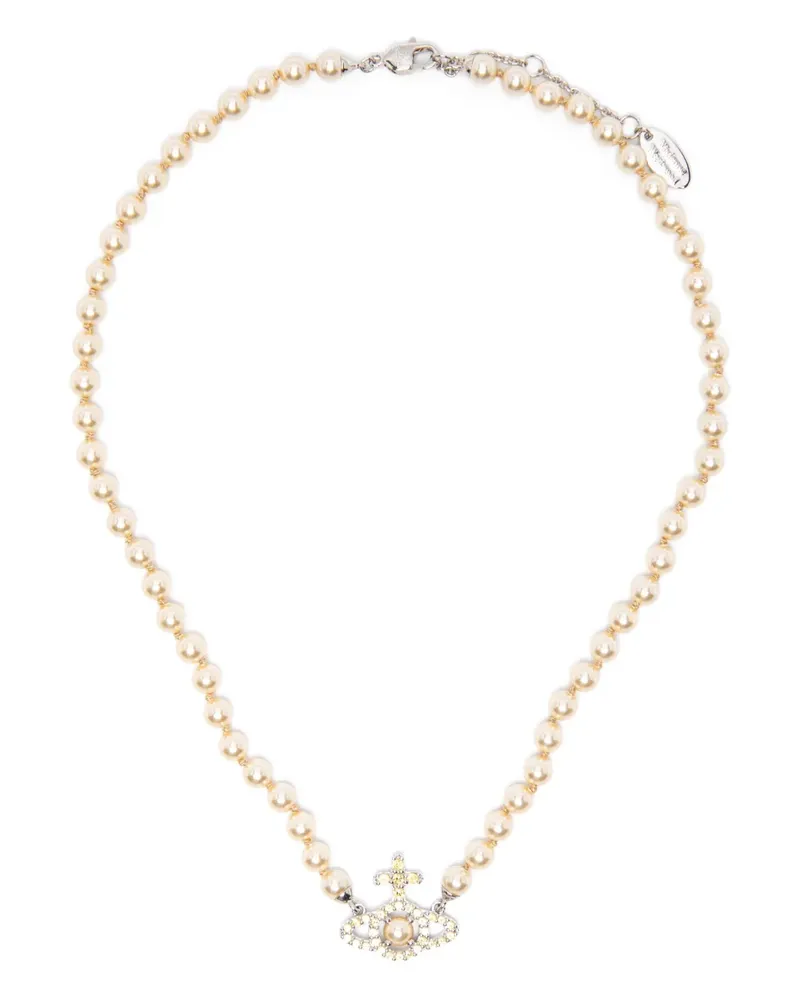 Vivienne Westwood Olympia pearl stones necklace - Gold Gold