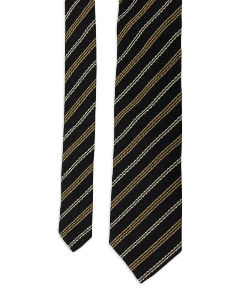 Brunello Cucinelli Seidenkrawatte mit diagonalen Streifen - Schwarz Schwarz