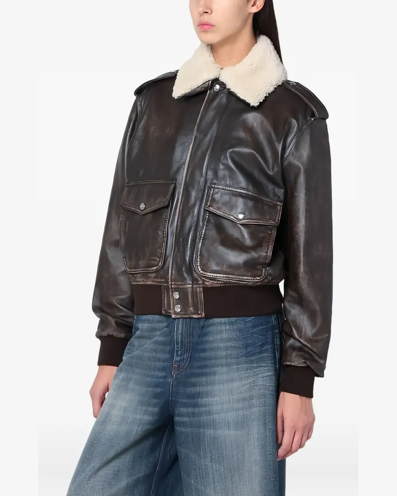 HALFBOY leather bomber jacket - Schwarz Schwarz