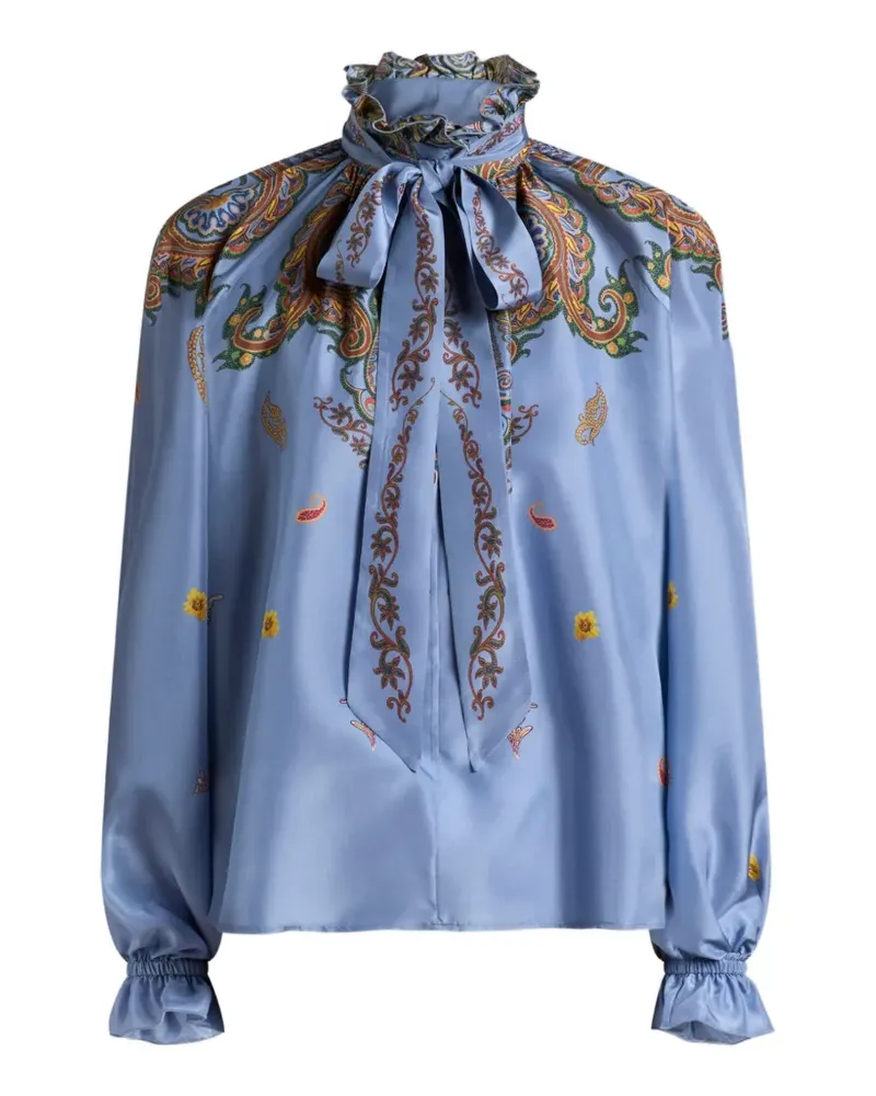 Etro Seidenbluse mit Seidenschal und floralem Paisley-Print - Blau Blau
