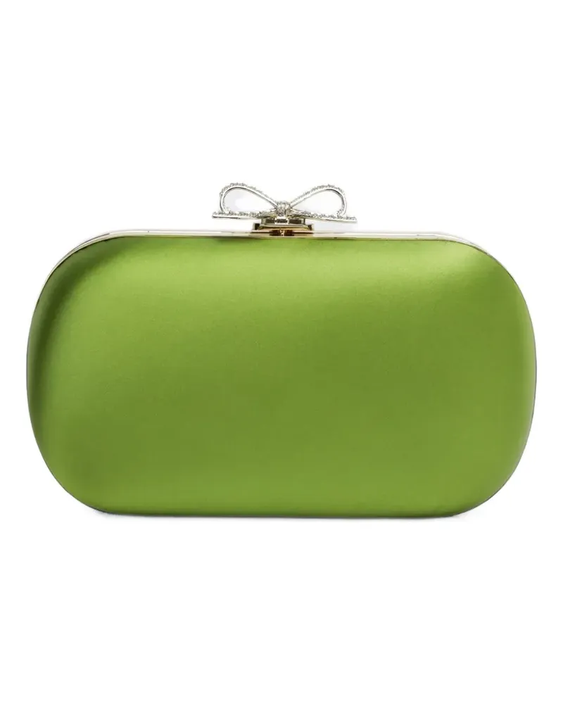 Self-Portrait green satin clutch bag - Grün Grün
