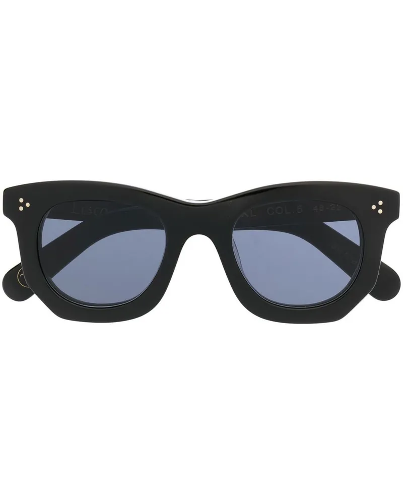 Lesca Sonnenbrille mit dickem Gestell - Schwarz Schwarz