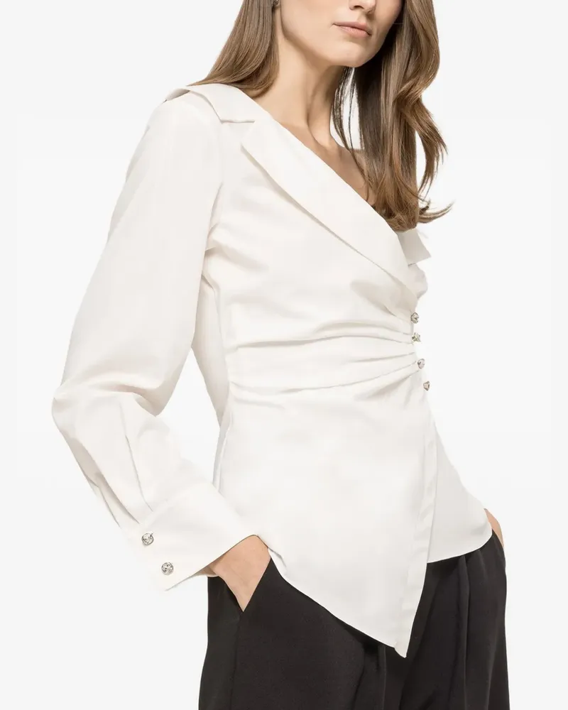 NISSA asymmetrical crystal-embellished shirt - Weiß Weiß