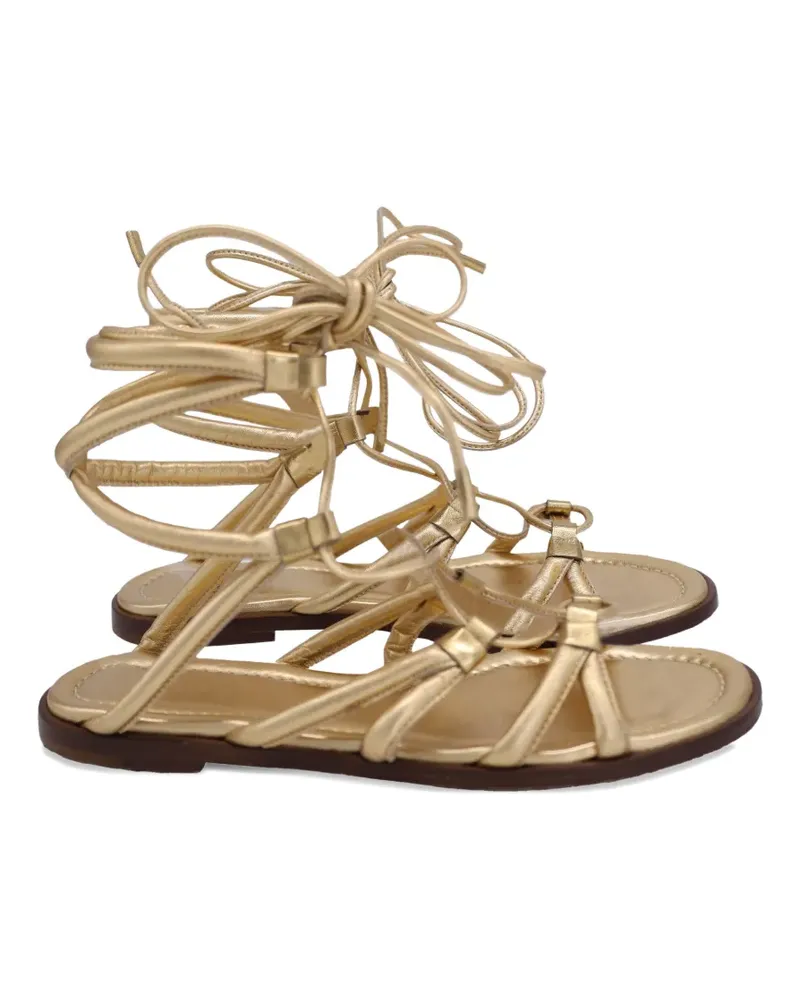 Gianvito Rossi lace-up flat sandals - Gold Gold