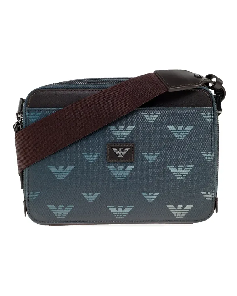 Emporio Armani logo pattern cross body bag - Blau Blau