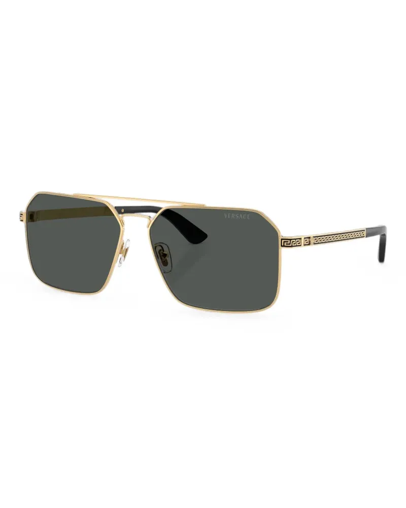Versace Greca Sonnenbrille mit eckigem Gestell - Gold Gold