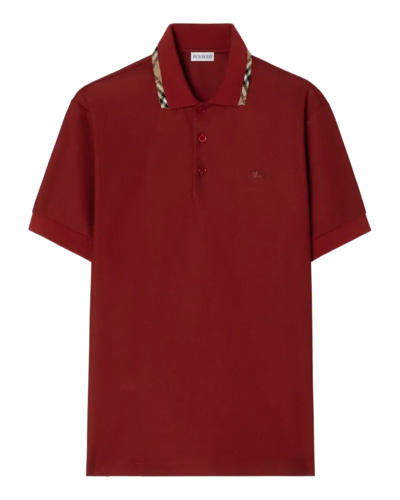 Burberry Poloshirt mit kariertem Besatz - Rot Rot
