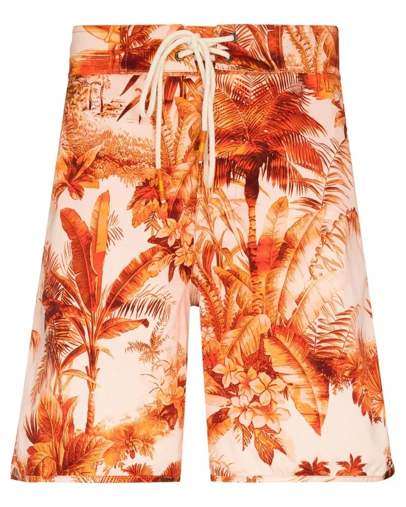 Alanui Badeshorts mit Palmen-Print - Orange Orange